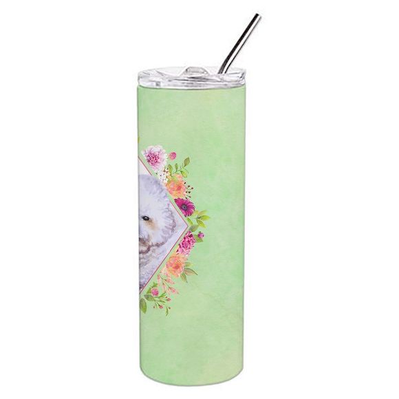 Bichon Fris? #2 Green Flowers Stainless Steel 20 oz Skinny Tumbler - Picture 4 of 4